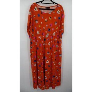 Eloquii Womens Dress 18 20 Long Maxi Orange Multicolor Floral Plus Size Spring
